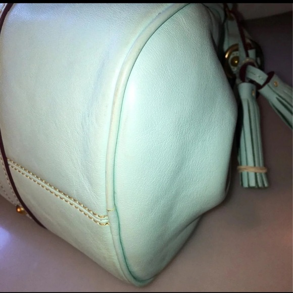Dooney & Bourke large Florentine satchel in Aqua with strap - Picture 4 of 12